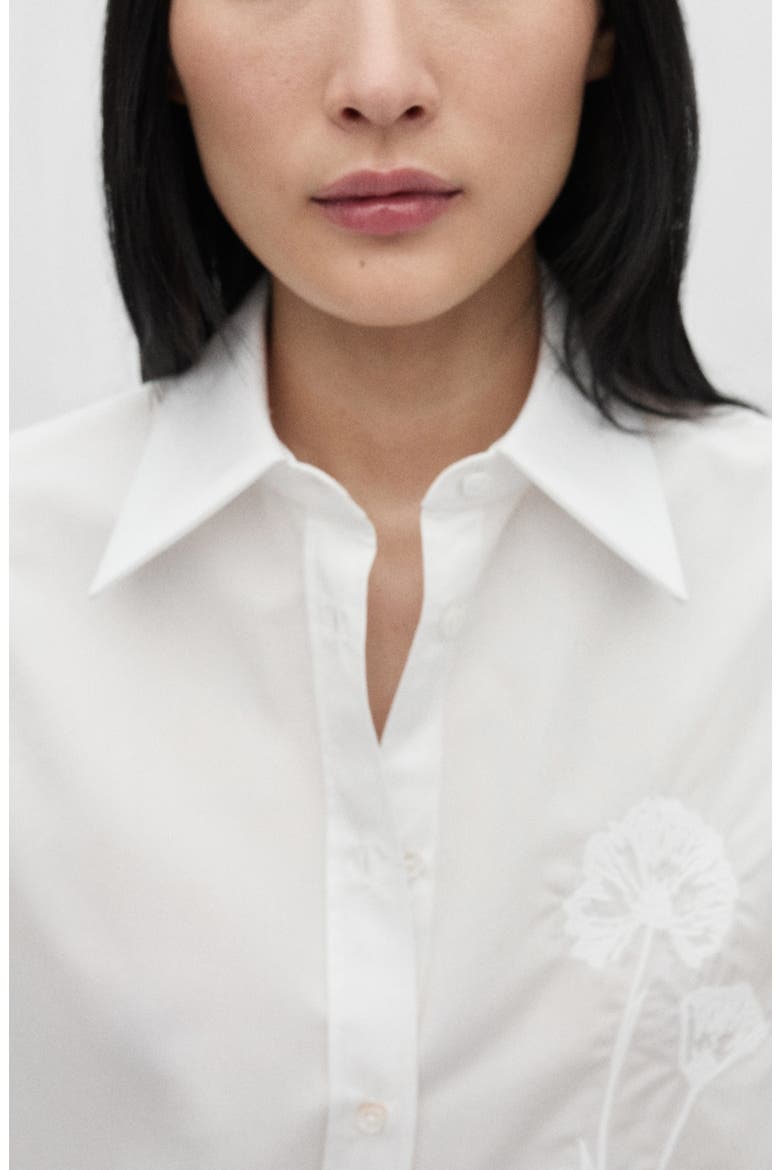 Oversize Embroidered Poplin Button-Up Shirt, Alternate, color, OFF WHITE