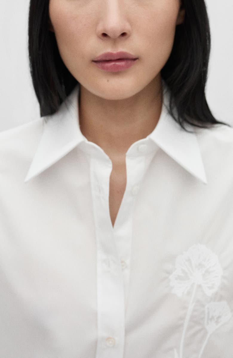 MANGO Oversize Embroidered Poplin Button-Up Shirt, Alternate, color, 