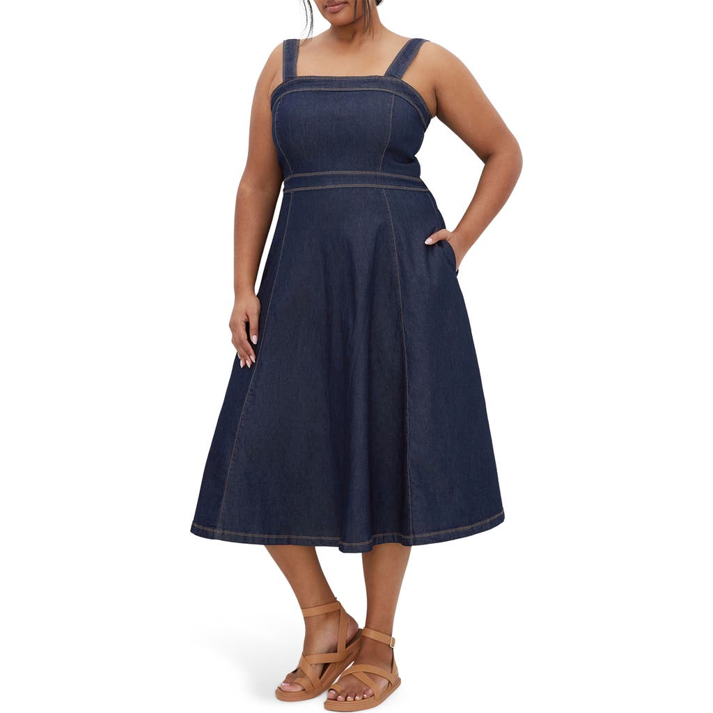 City Chic Averie Fit & Flare Midi Dress In Black