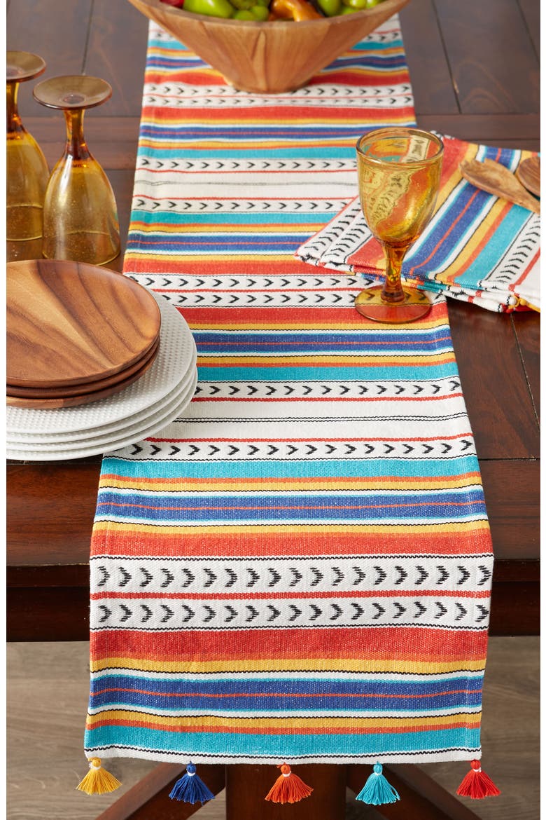 Picante Stripe Tassel Table Runner, Alternate, color, MULTI