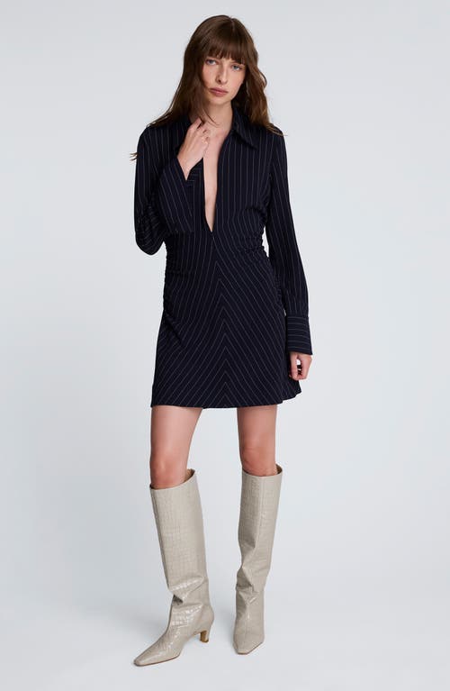 Kenneth Cole Shirred Long Sleeve Dress In Black