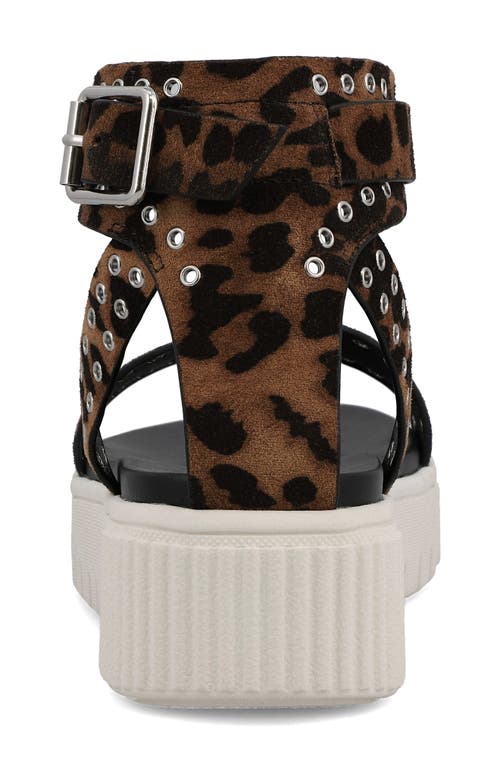 Shop Mia Evelin Ankle Strap Platform Sandal In Leopard Print