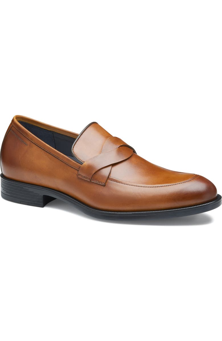 Johnston & Murphy Flynch Braided Strap Loafer, Main, color, Tan Italian Calfskin