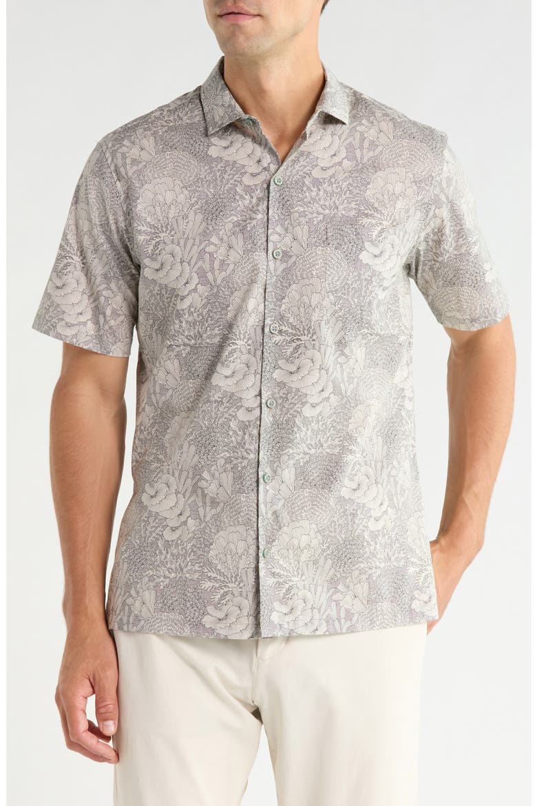 Good Reef Short Sleeve Button-Up Shirt, Main, color, CHARCOAL