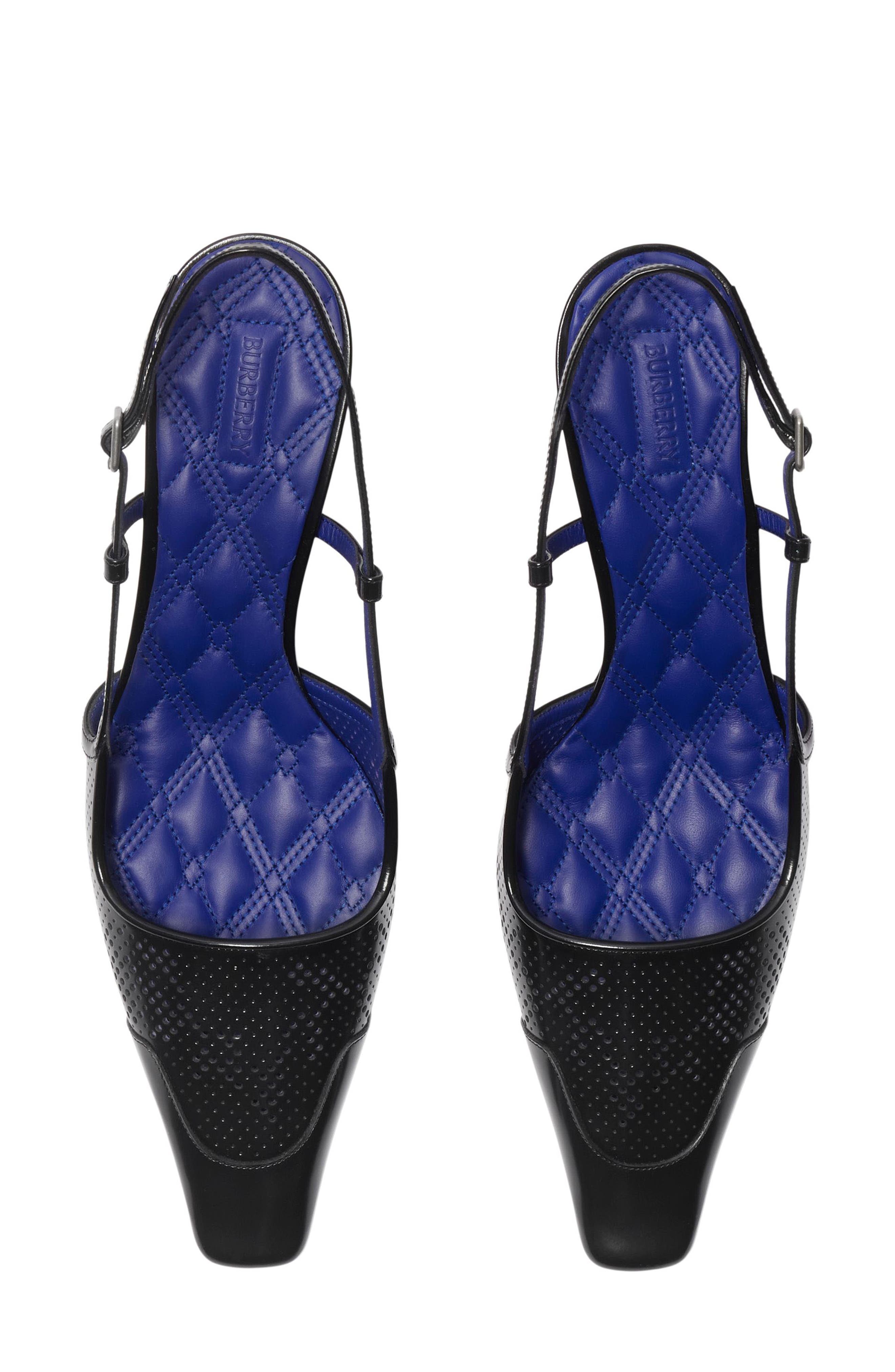 Burberry Chisel Square Toe Kitten Heel Slingback Sandal, Alternate, color, 