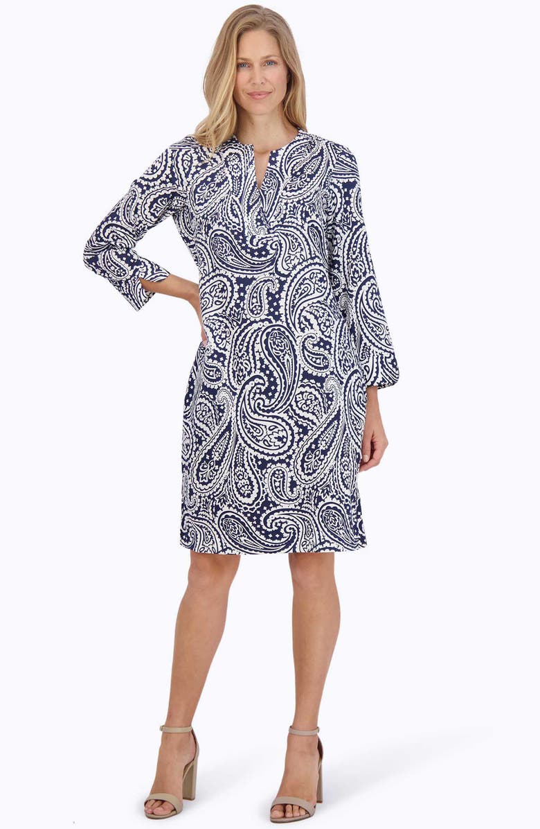 Foxcroft Vena Paisley Long Sleeve Shift Dress, Alternate, color,
