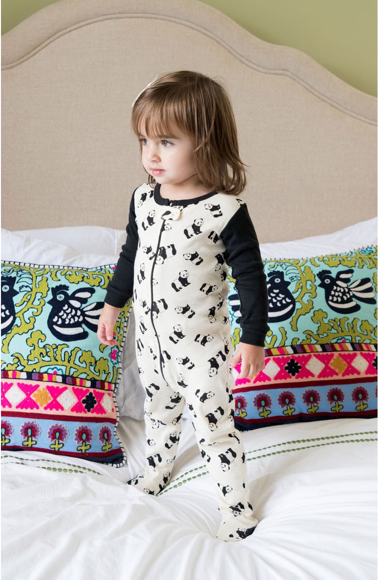 Leveret Footed Printed Cotton Matching Family Pajamas, Animal Kingdom Prints, Alternate, color, Panda