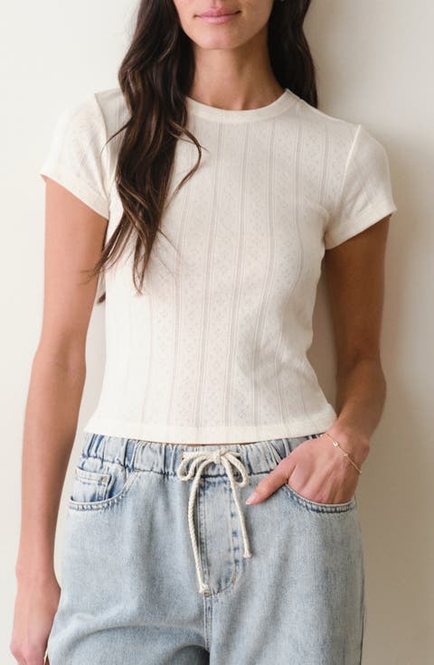 Lexi Pointelle Crewneck T-Shirt