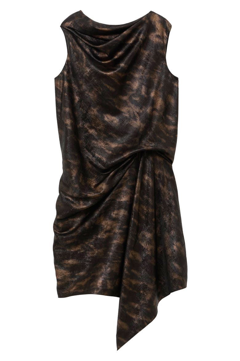 Cass Cowl Neck Asymmetrical Handkerchief Hem Dress, Alternate, color, BLACK/ GOLD