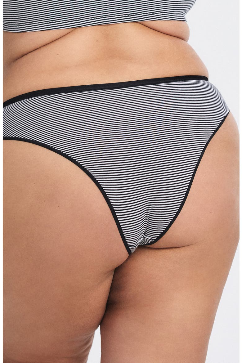 Cotton Essentials Cheeky Panties, Alternate, color, BLACK CAVIAR STRIPE UP