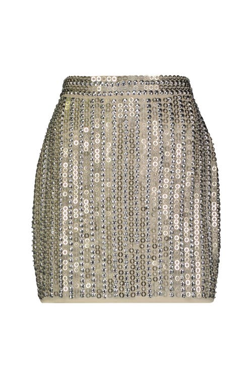 Mac Duggal Sequin Embellished Mini Skirt In Silver