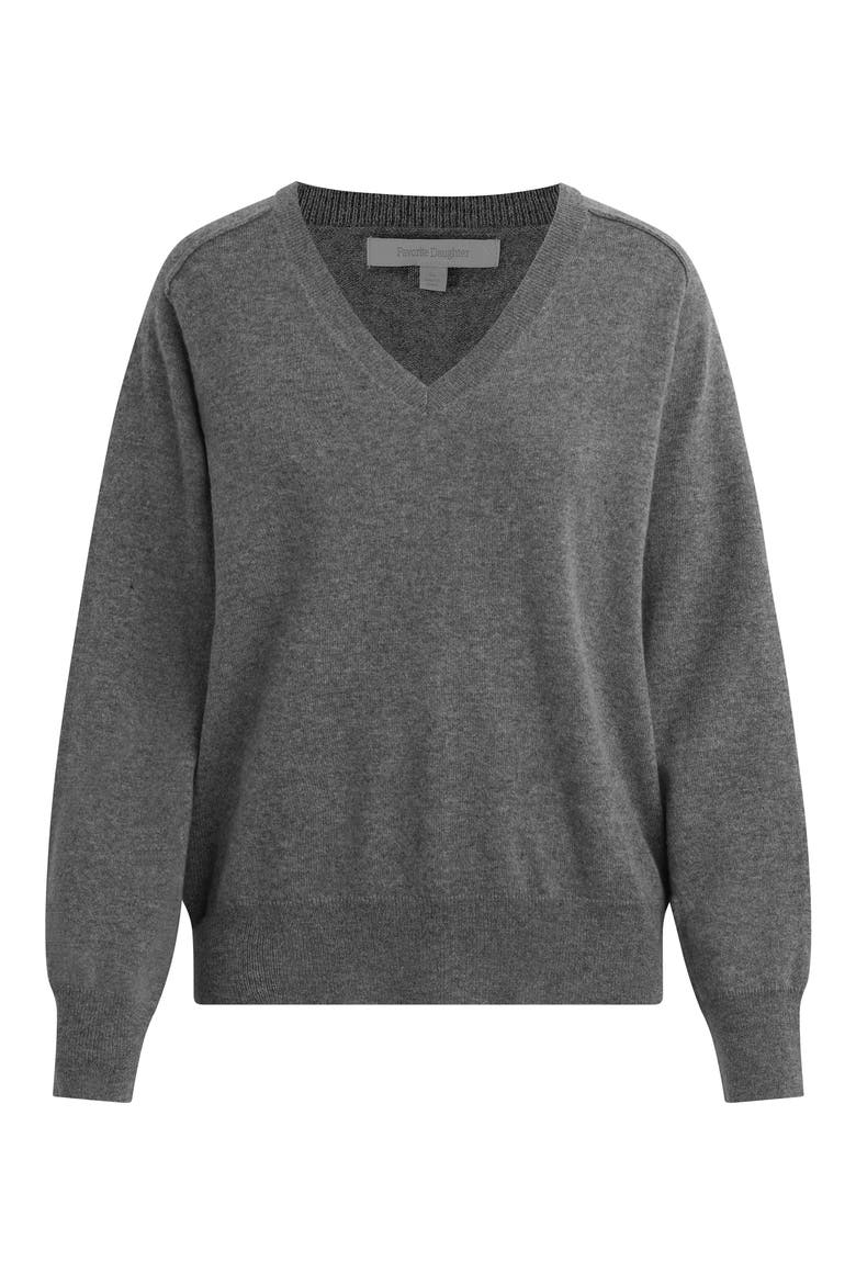 The Ryann V-Neck Cashmere Sweater, Alternate, color, HEATHER GREY