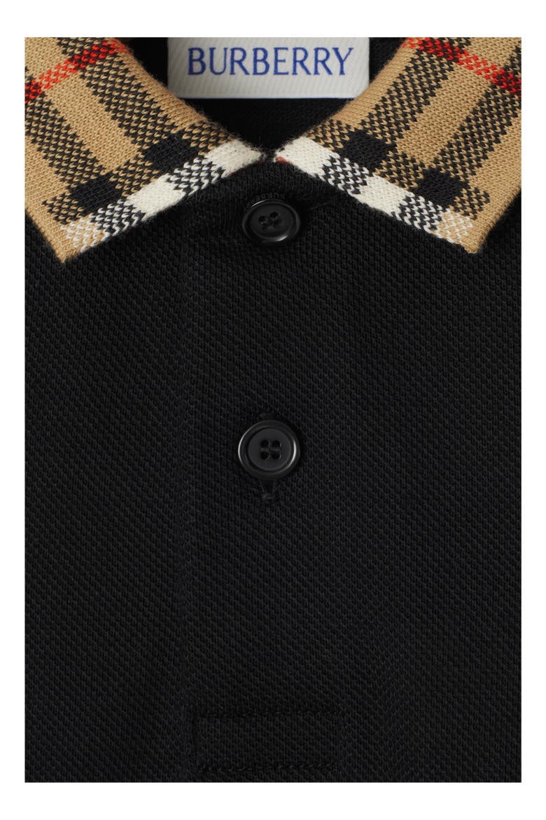 Check Collar Cotton Polo Shirt, Alternate, color, Black