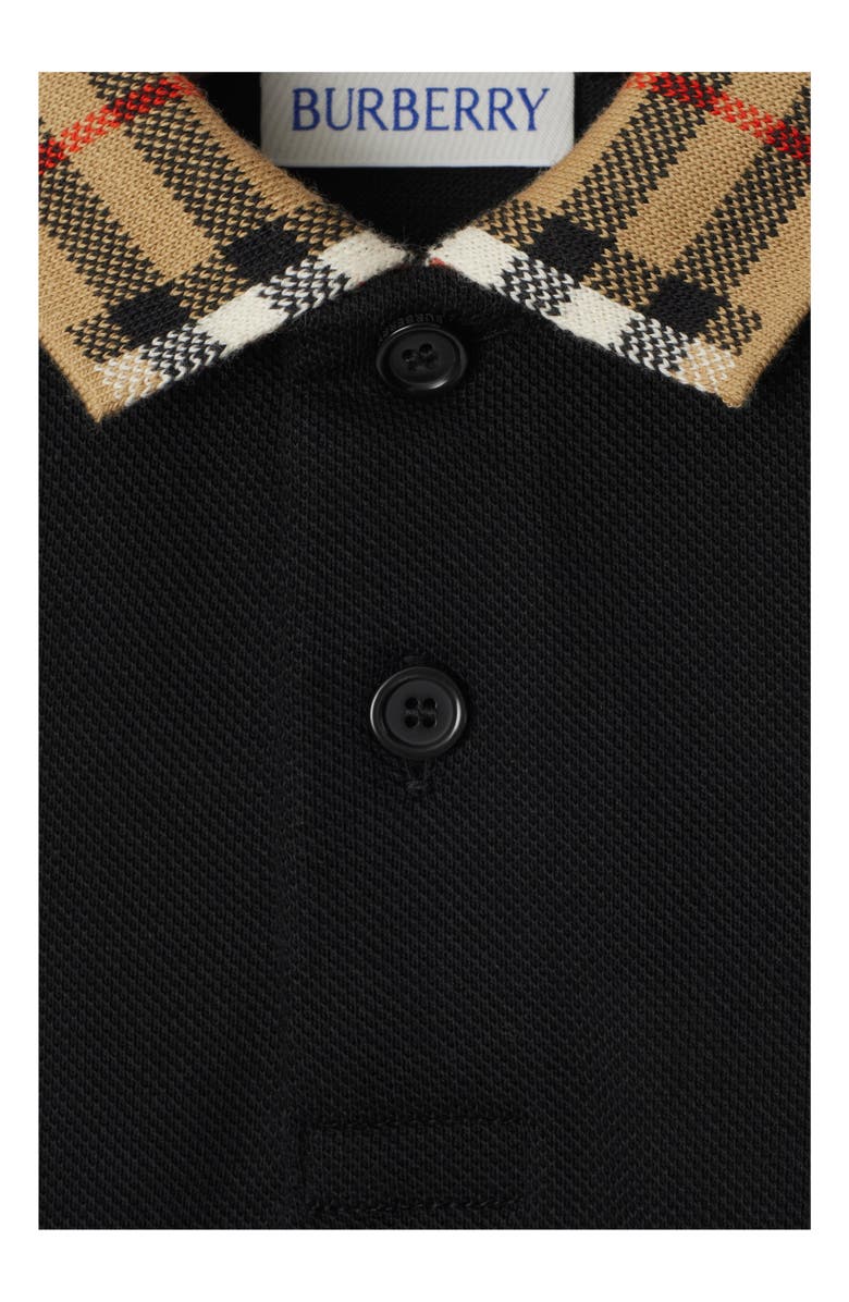 Burberry Check Collar Cotton Polo Shirt, Alternate, color, Black