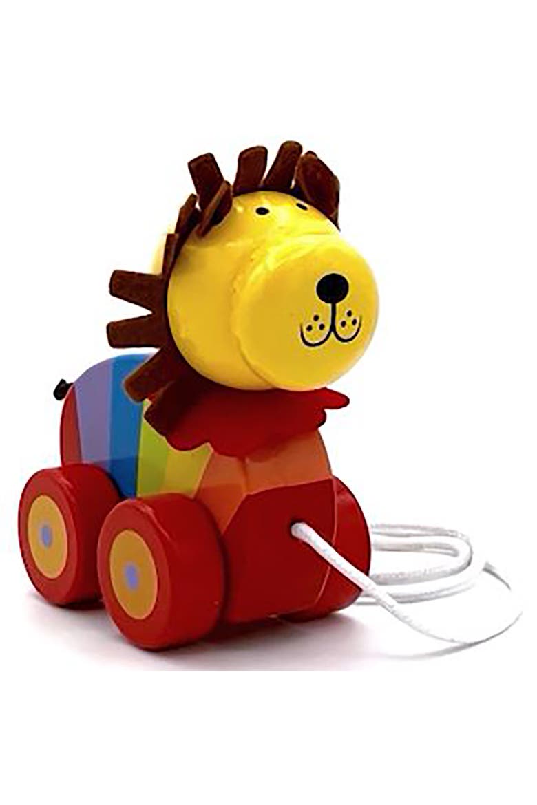 Pull Along Lion Wooden Toy, Ages 1+, Alternate, color, Multicolored