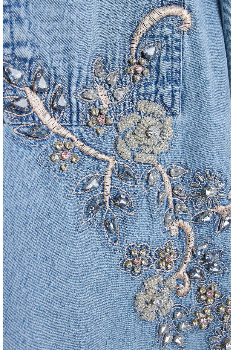 Embellished Denim Button-Up Shirt, Alternate, color, BLUE