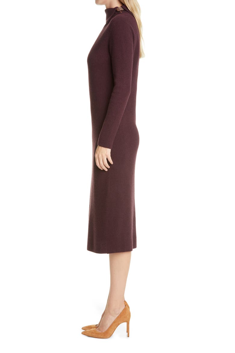 Long Sleeve Wool, Silk & Cashmere Sweater Dress, Alternate, color, WINE