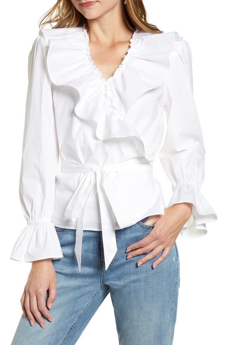 Rachel Parcell Ruffle Wrap Top, Main, color,