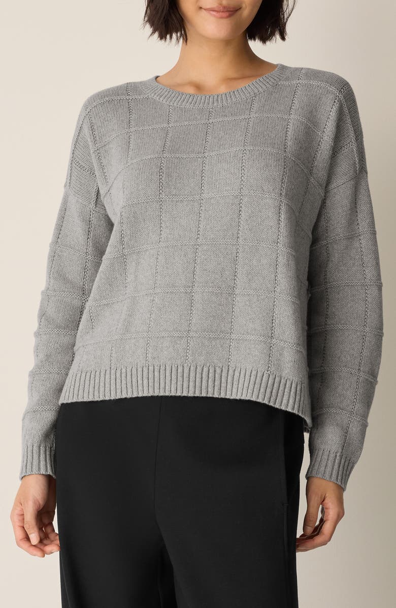 Eileen Fisher Organic Cotton & Cashmere Crewneck Sweater, Main, color, Dark Pearl