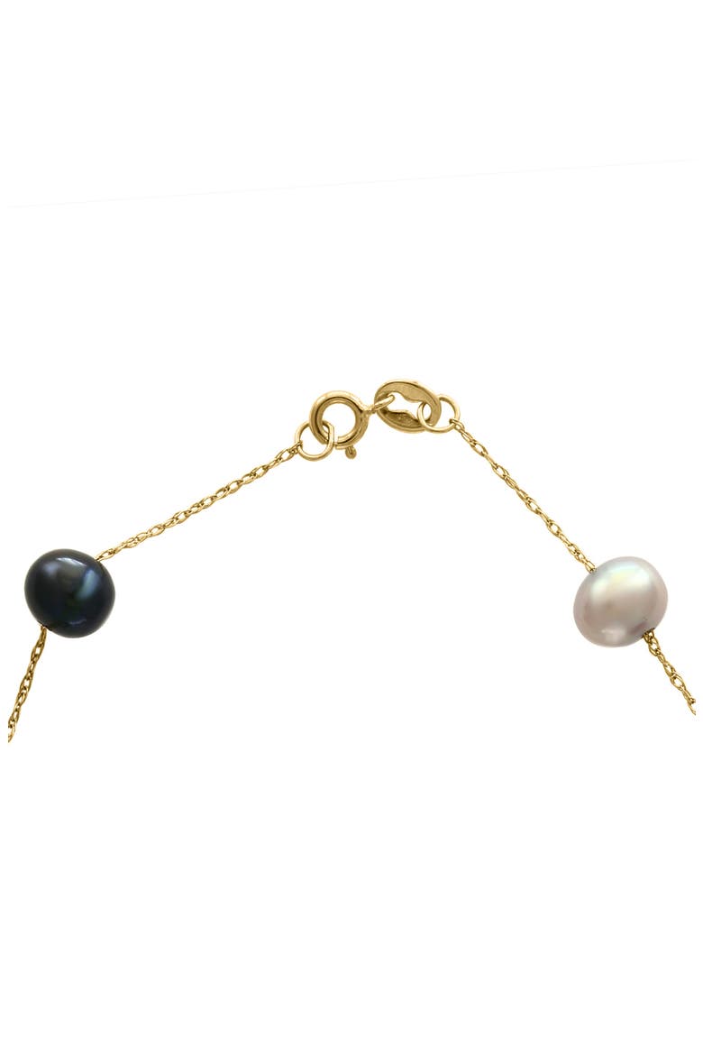 Multicolor Freshwater Pearl Station Necklace, Alternate, color, ROSE GOLD MULTI