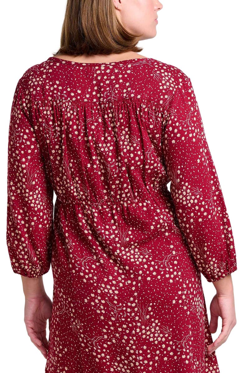 Toad & Co Manzana Paneled Midi Long Sleeve Dress, Alternate, color, Berry Floral Print