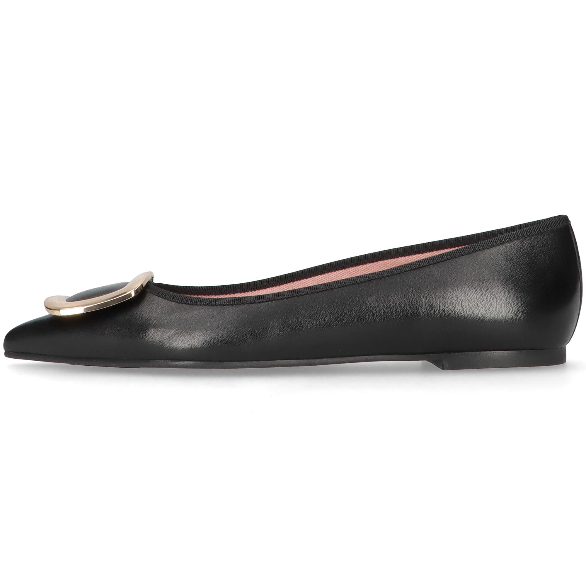 Pretty Ballerinas Pointed toe buckle ballet flat, Main, color, Black