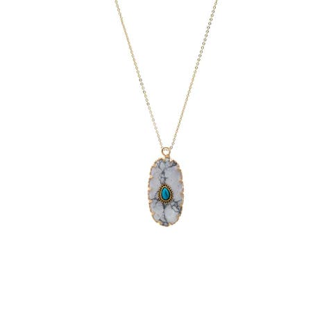 Turquoise Pear Natural Stone Pendant Necklace