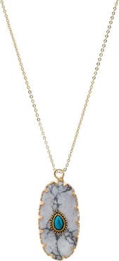 BY ADINA EDEN Turquoise Pear Natural Stone Pendant Necklace
