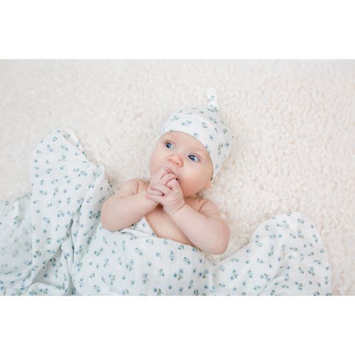 Shop Lulujo Hello World Hat & Swaddle Set In Blueberries