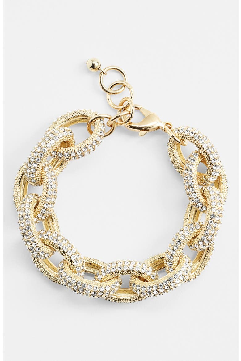 Pavé Link Bracelet, Alternate, color, GOLD/ CLEAR