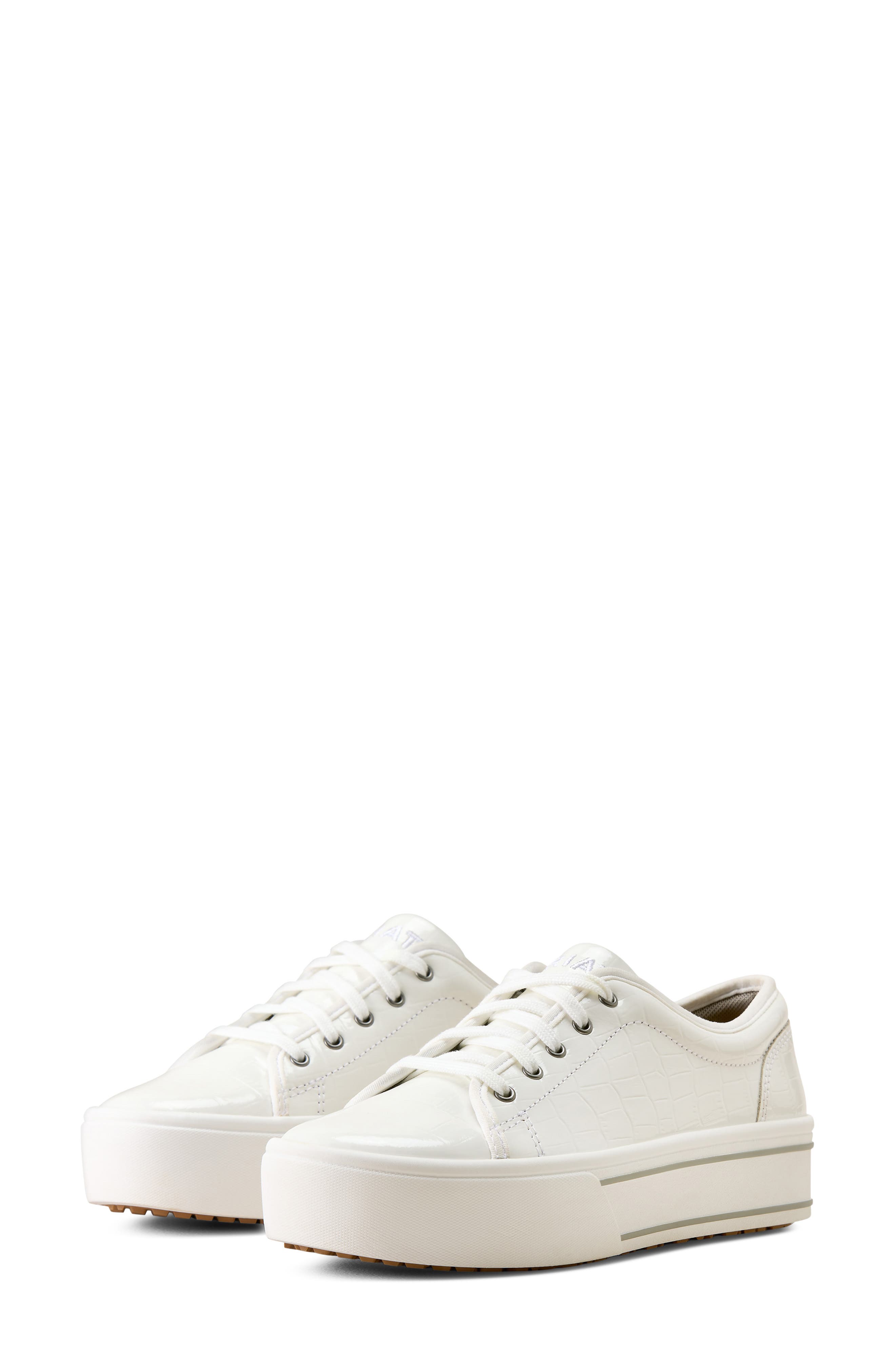 Skylar Croc Embossed Leather Sneaker, Alternate, color, PATENT WHITE CROC PRINT