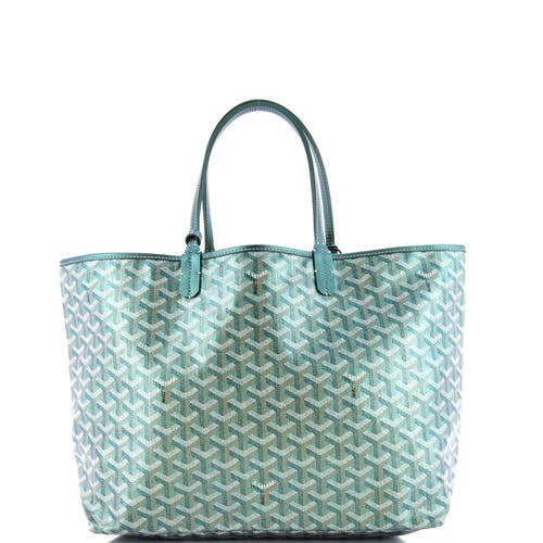 Pre-owned Goyard Goyard Saint Louis Tote Iridescent Coated Canvas Pm In Green