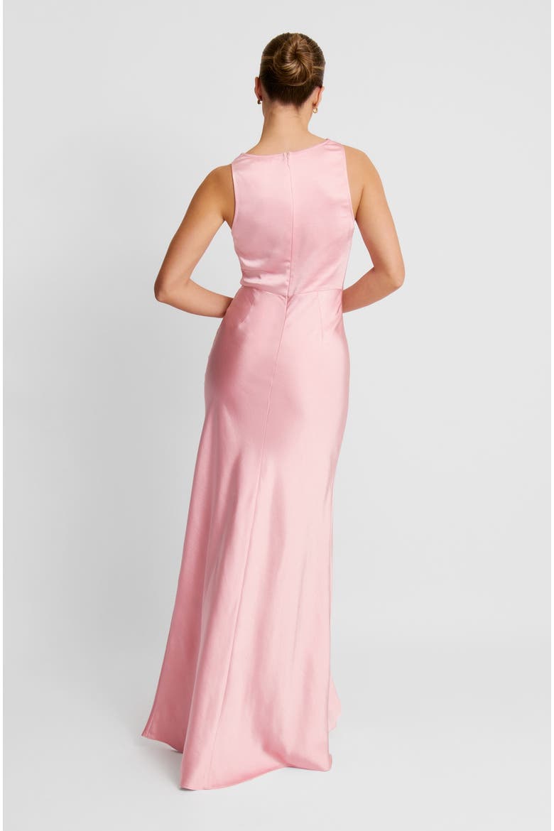 Cowl Front Satin Bridesmaid Dress, Alternate, color, Rose Pink