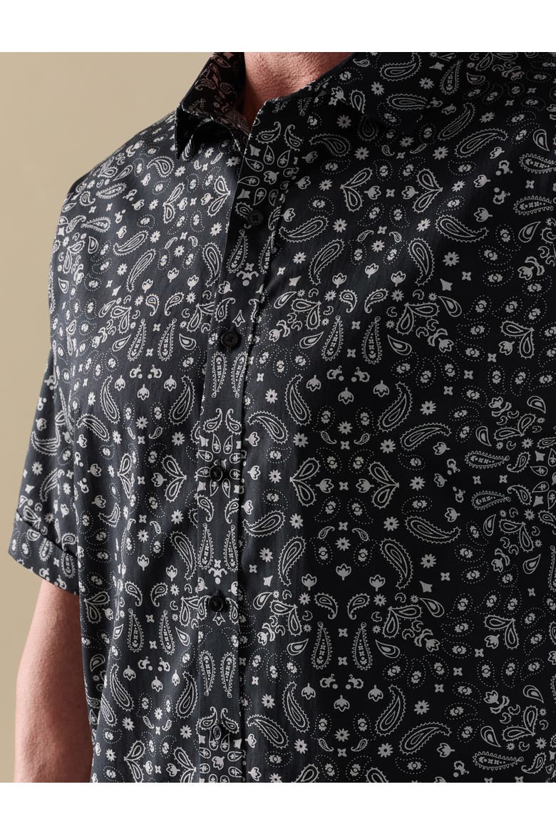 Big & Tall Bandana Print Sport Shirt V2, Alternate, color, BLACK