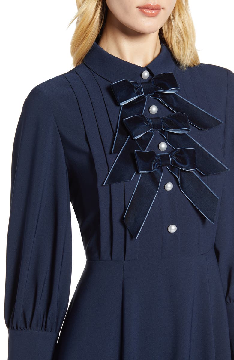 Halogen<sup>®</sup> x Atlantic-Pacific Bow Detail Fit & Flare Dress, Alternate, color, 