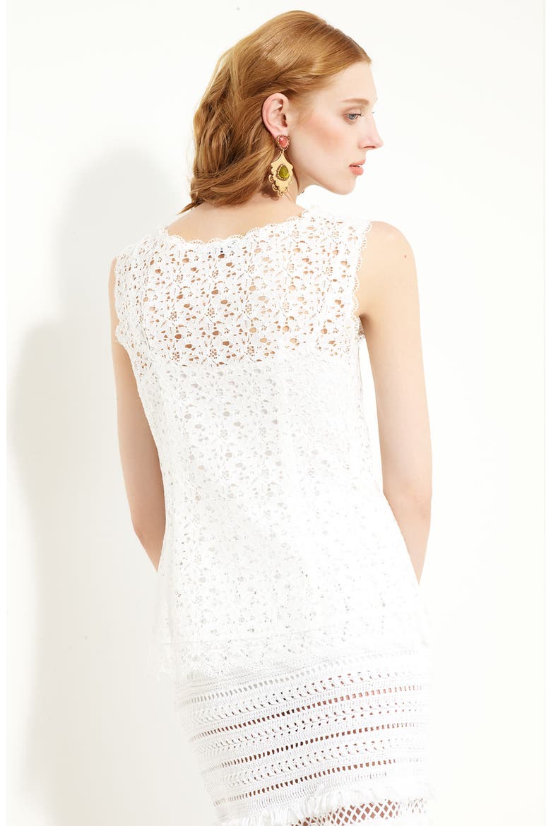 Sleeveless Lace Top, Alternate, color, WHITE