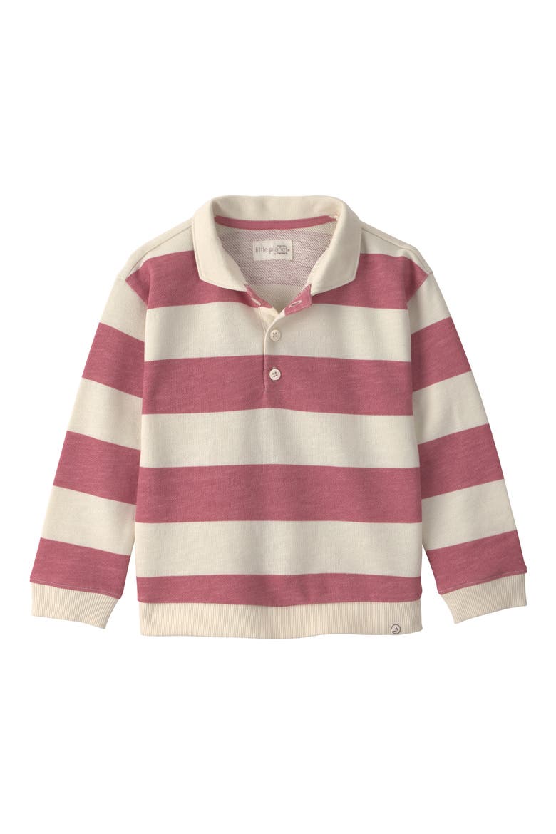 Kids' Stripe Organic Cotton Polo Sweatshirt, Main, color, PINK RUGBY STRIPE