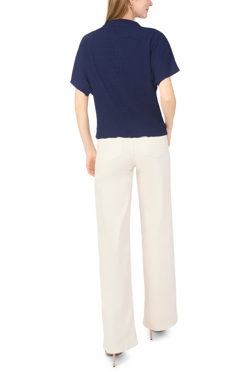 Vince Camuto Textured Mock Neck Top, Alternate, color, Classic Navy