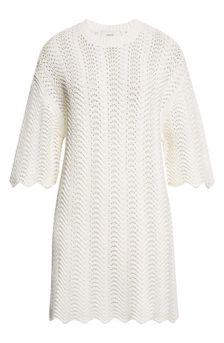LOULOU DE SAISON WAFA Ottoman Pointelle Sweater Dress, Alternate, color, Ivory