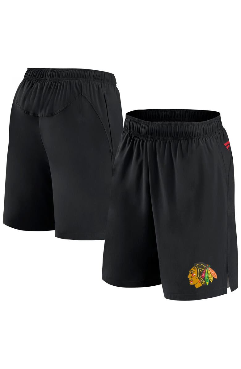 FANATICS Men's Fanatics Branded Black Chicago Blackhawks Authentic Pro Tech Shorts, Main, color,