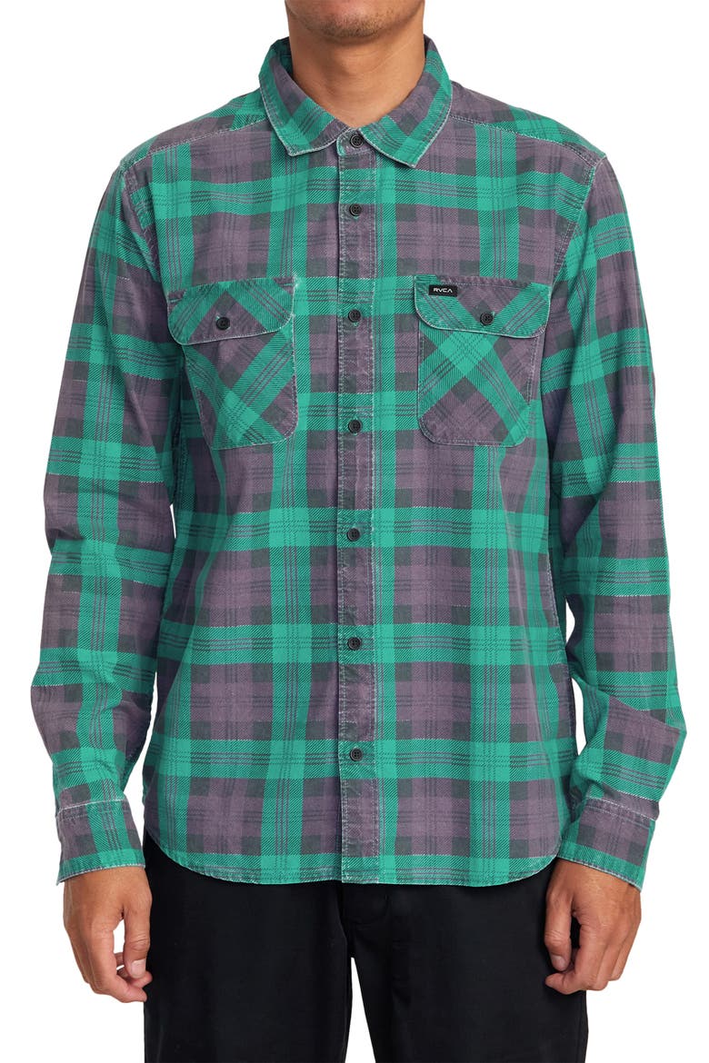 Panhandle Plaid Long Sleeve Button-Up Shirt, Main, color, PURPS