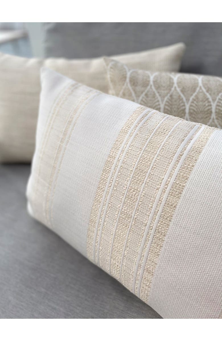 Anaya Beach Club White Stripe Indoor Outdoor Pillow, Alternate, color, Beige Stripe