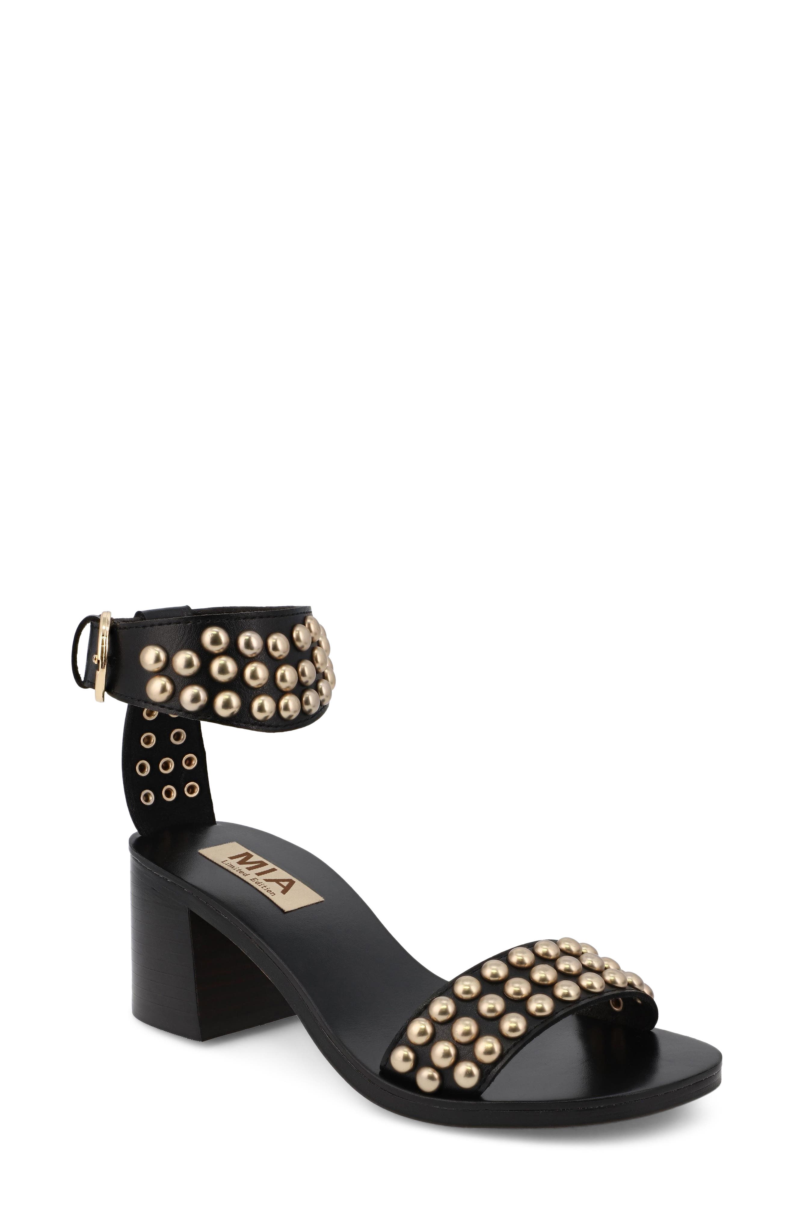 MIA Narelle Ankle Strap Sandal, Main, color, Black Bona