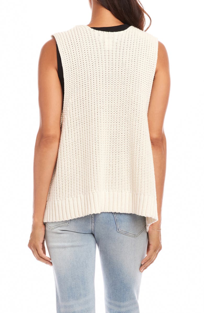 Karen Kane Open Front Cotton Sweater Vest, Alternate, color, Cream