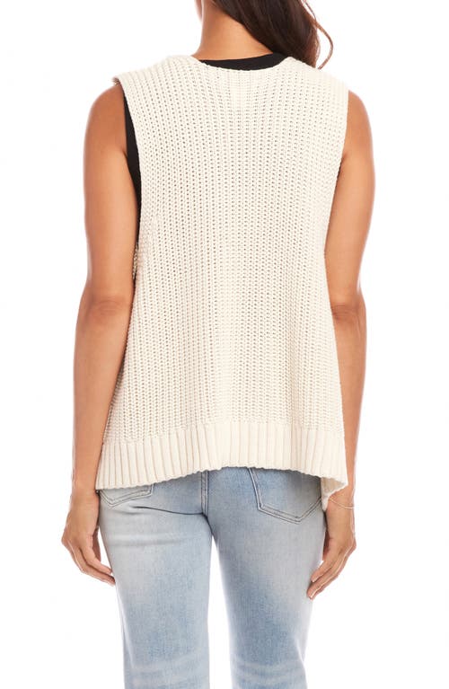 Karen Kane Open Front Cotton Sweater Vest In Cream