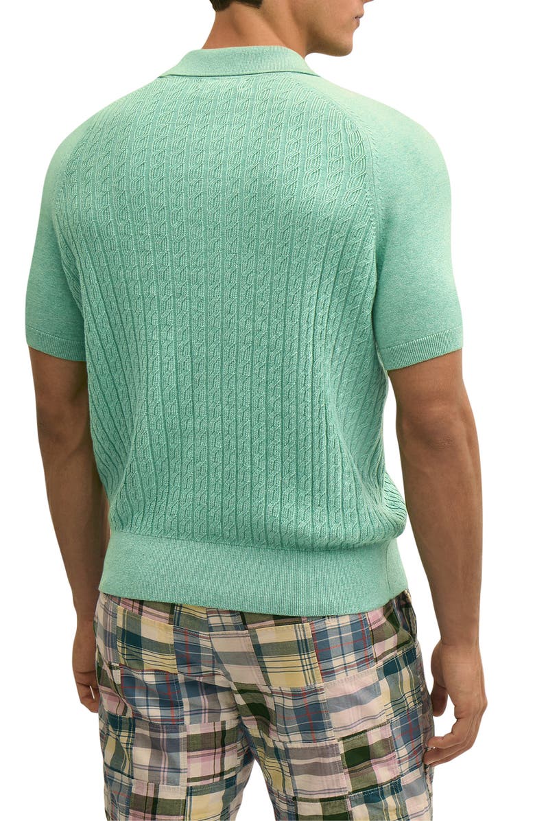 Brooks Brothers Cabled Full Button Cotton Cardigan, Alternate, color, Green Heather