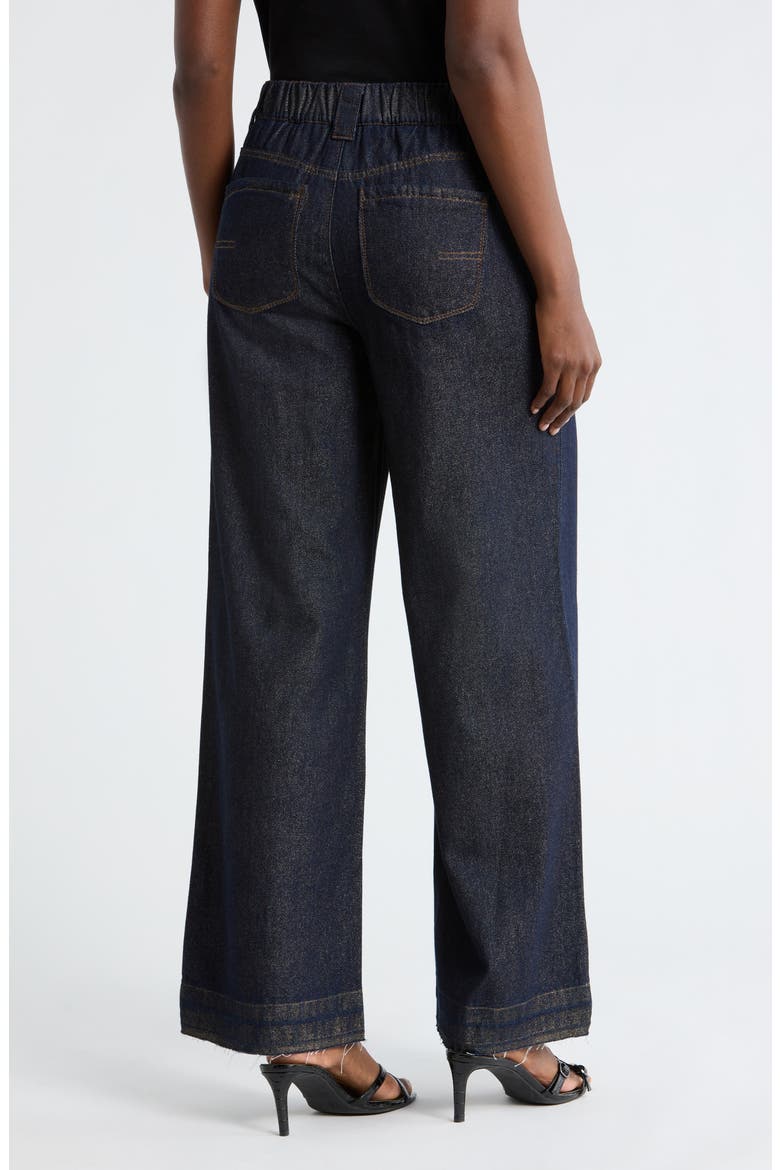 Cinch Waist High Waist Wide Leg Pants, Alternate, color, INDIGO