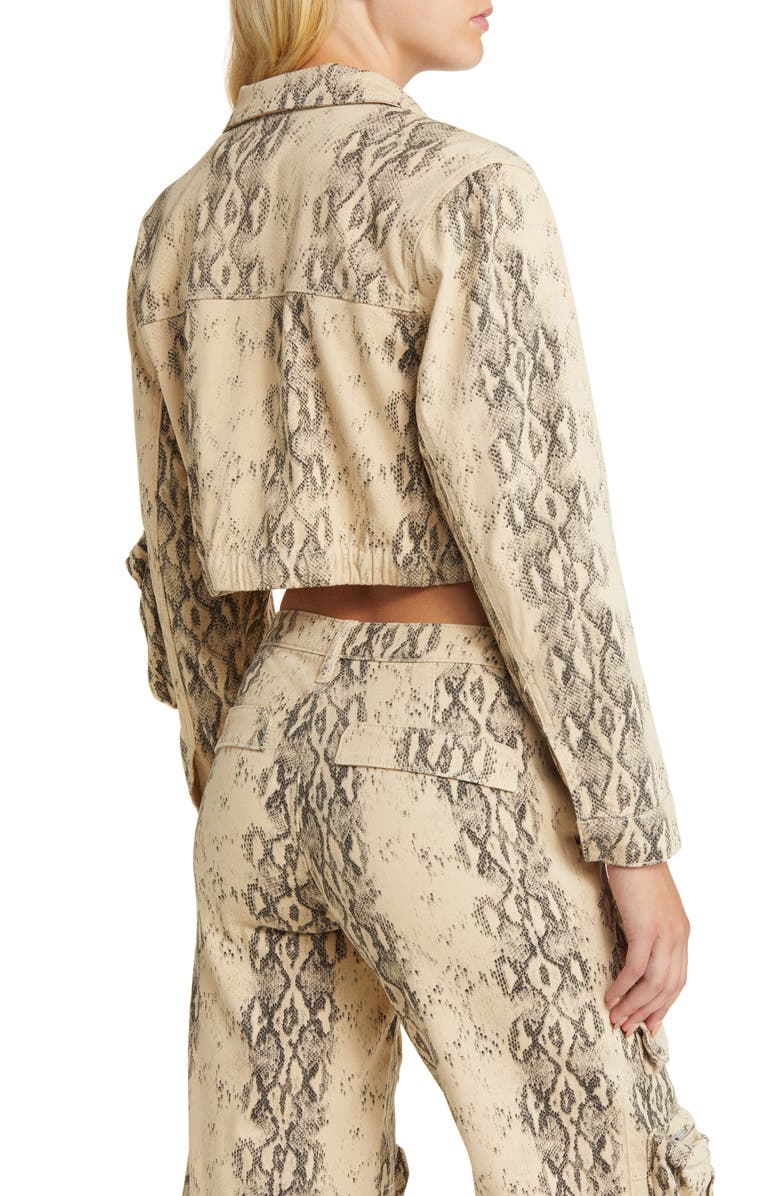 PTCL Snakeskin Print Crop Cotton Jacket, Alternate, color,