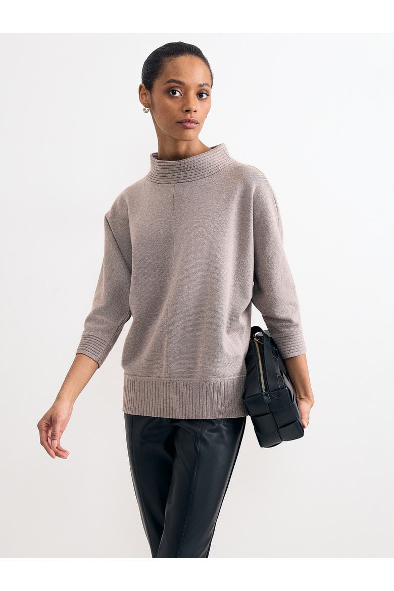 Salima Funnel Knit Sweater, Main, color, Oatmeal