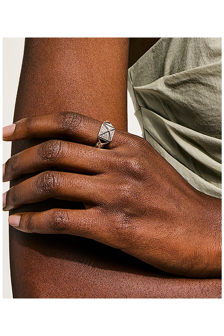 Icon Stud Ring with Pavé Diamonds, Alternate, color, SILVER